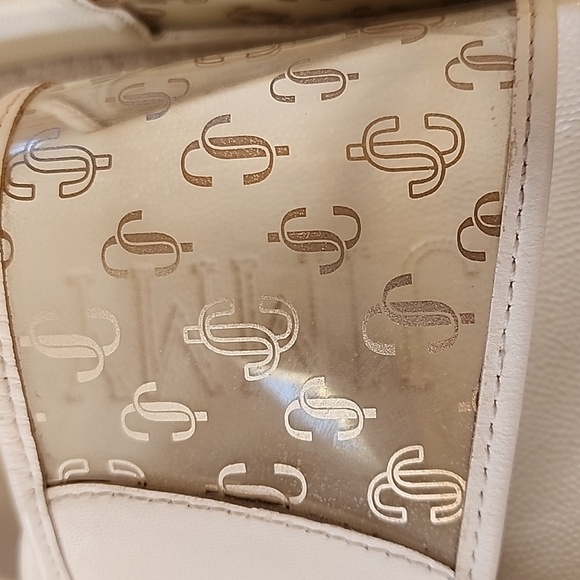 Jimmy Choo Womens White Slide Sandals With Clear Gold JCs Size 9 Preowned - Picture 2 of 12